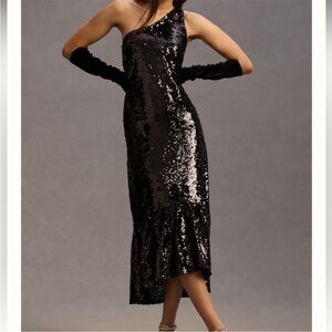 NWT Anthropologie Maeve One-Shoulder Sequin Dress
